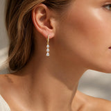 Gold CZ Fringe Drop Earrings