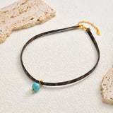 Turquoise Leopard Leather Choker