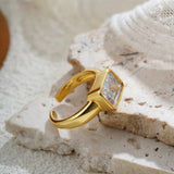 Oval & Square Zircon Open Ring