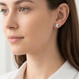 Silver Heart Sunburst Studs