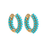Green Beaded Circle Hoop Earrings