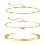14K Gold-Plated Stackable Bracelet Set (3-Piece)