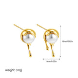 Molten Pearl Drop Stud Earrings