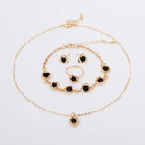 Women's 5-Piece White Crystal Jewelry Set — Necklace, Bracelet, Ring & Earrings