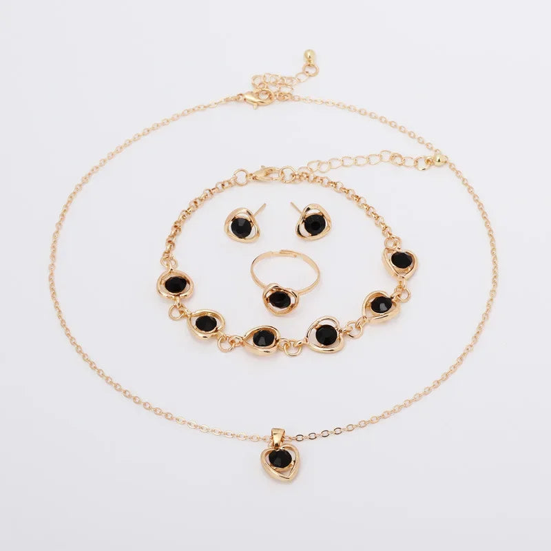 Women's 5-Piece White Crystal Jewelry Set — Necklace, Bracelet, Ring & Earrings