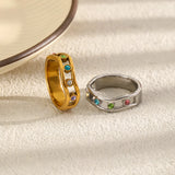 Double Layer Colorful Zircon Ring