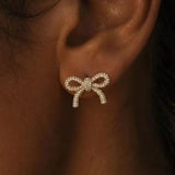 Cubic Zirconia Bow Stud Earrings