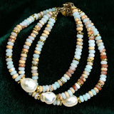 Natural Stone & Pearl Bohemian Bracelet