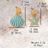 Asymmetrical Shell & Starfish Drop Earrings