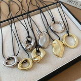 Horseshoe Pendant Leather Necklace