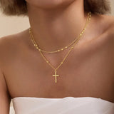 Layered Cross Charm Choker