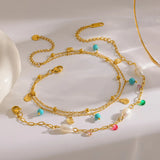 Turquoise, Pearl & Shell Double Anklet