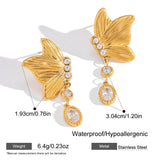 Gold Butterfly Pendant Drop Earrings