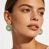 Vintage Green Doughnut Zircon Earrings