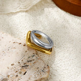 Two-Tone Square & Round Double Layer Ring