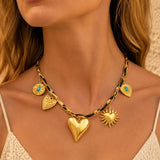 Turquoise Leopard Heart Choker