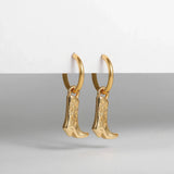 Retro Cowboy Boot Hoop Drop Earrings