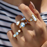 Geometric CZ Zircon Open Ring