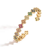 Gold Zirconia Flower Cuff Bracelet