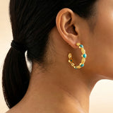 Turquoise Stone Hoop Earrings