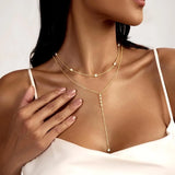 CZ Beaded Y-Body Chain Necklace
