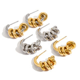 Vintage Two-Tone C-Shape Drop Earrings
