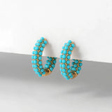 Green Beaded Circle Hoop Earrings
