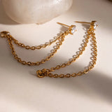 Zircon Double Layer Chain Drop Earrings