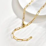 Gold Paperclip Lariat Necklace