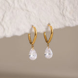 Transparent Waterdrop Zircon Hoop Earrings