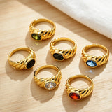 Oval Zircon Stackable Ring