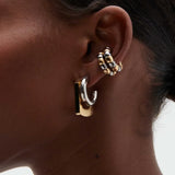 Two-Tone Tassel C-Shape Hoop Earrings