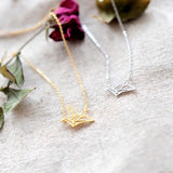 Whispers Card Necklace Origami Crane Pendant