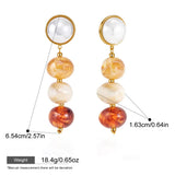 Colorful Resin Bead & Pearl Dangle Earrings