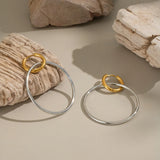 Large Two-Tone Huggie Hoop Earrings