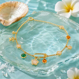 Gold Floral Charm Anklet