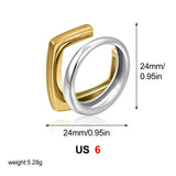 Two-Tone Square & Round Double Layer Ring