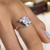 Geometric CZ Zircon Adjustable Chunky Ring
