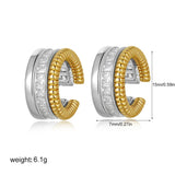 Luxury Zircon Two-Tone Clip Earrings