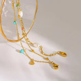 Turquoise, Pearl & Shell Double Anklet