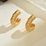 Lava Textured Thick C-Hoop Earrings