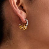 Vintage Two-Tone C-Shape Drop Earrings