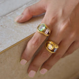 Colorful Zircon Square Open Ring