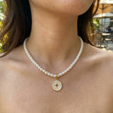 White Enamel CZ Star Necklace