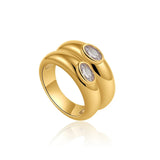 Oval Zircon Chunky Bilayer Ring