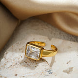 Oval & Square Zircon Open Ring