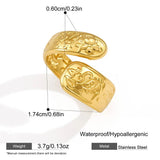 Vintage Flower Texture Wide Ring