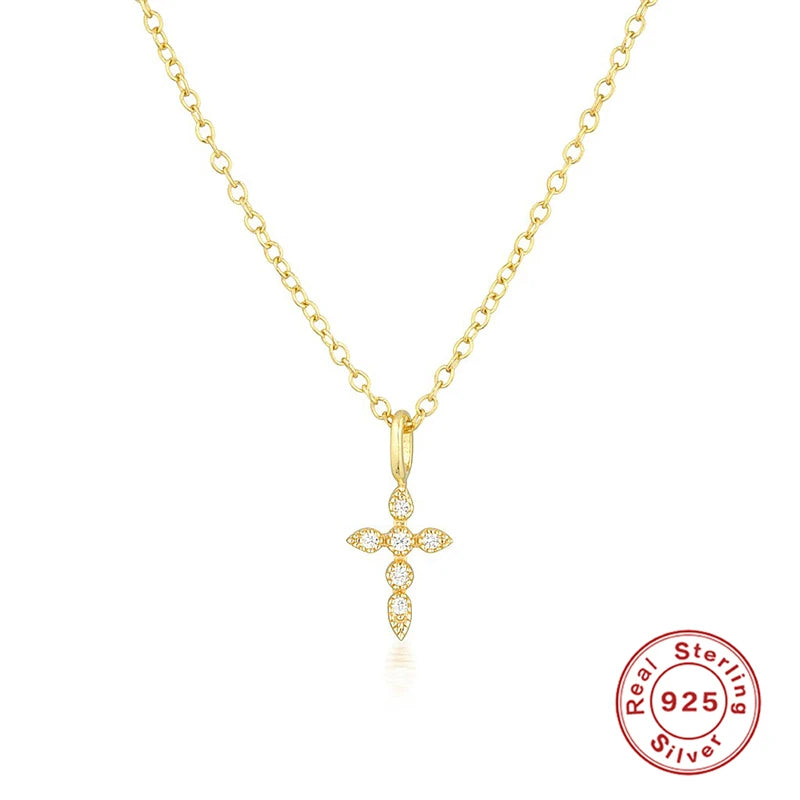 18k Plated Zircon Cross Necklace