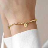 Gold Initial Disc Bracelet