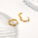 Pearl & Zircon Mini Hoop Earrings